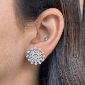 Sparkling Sunflower Diamond Stud Earrings