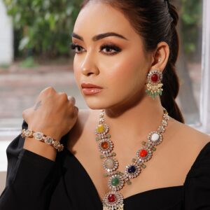 Navratan Diamond Polki Necklace