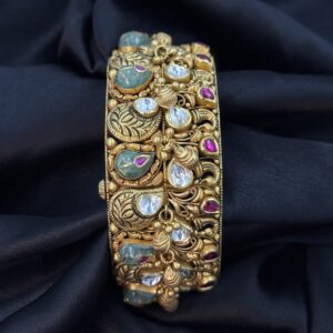 Antique finished Kada with Coloured Stones