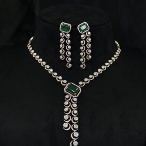 Green Emerald Look Diamond Necklace